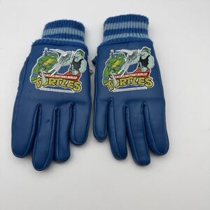 Teenage Mutant Ninja Turtles Winter Gloves Vintage 90's TMNT Leonardo Blue Youth